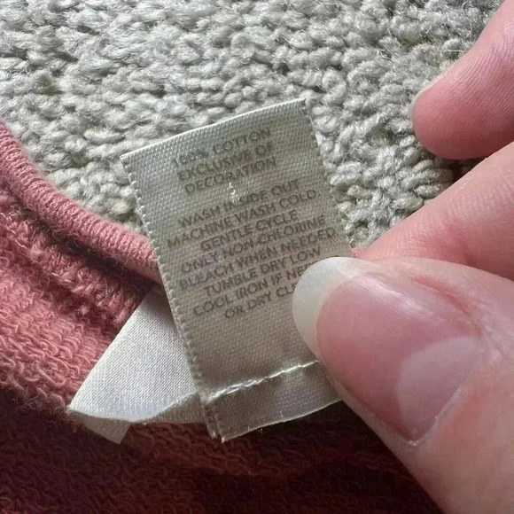 Loft Outlet Peach Pink 3/4 Sleeve Embroidered Floral Sweatshirt Women’s Size L - Picture 5 of 7